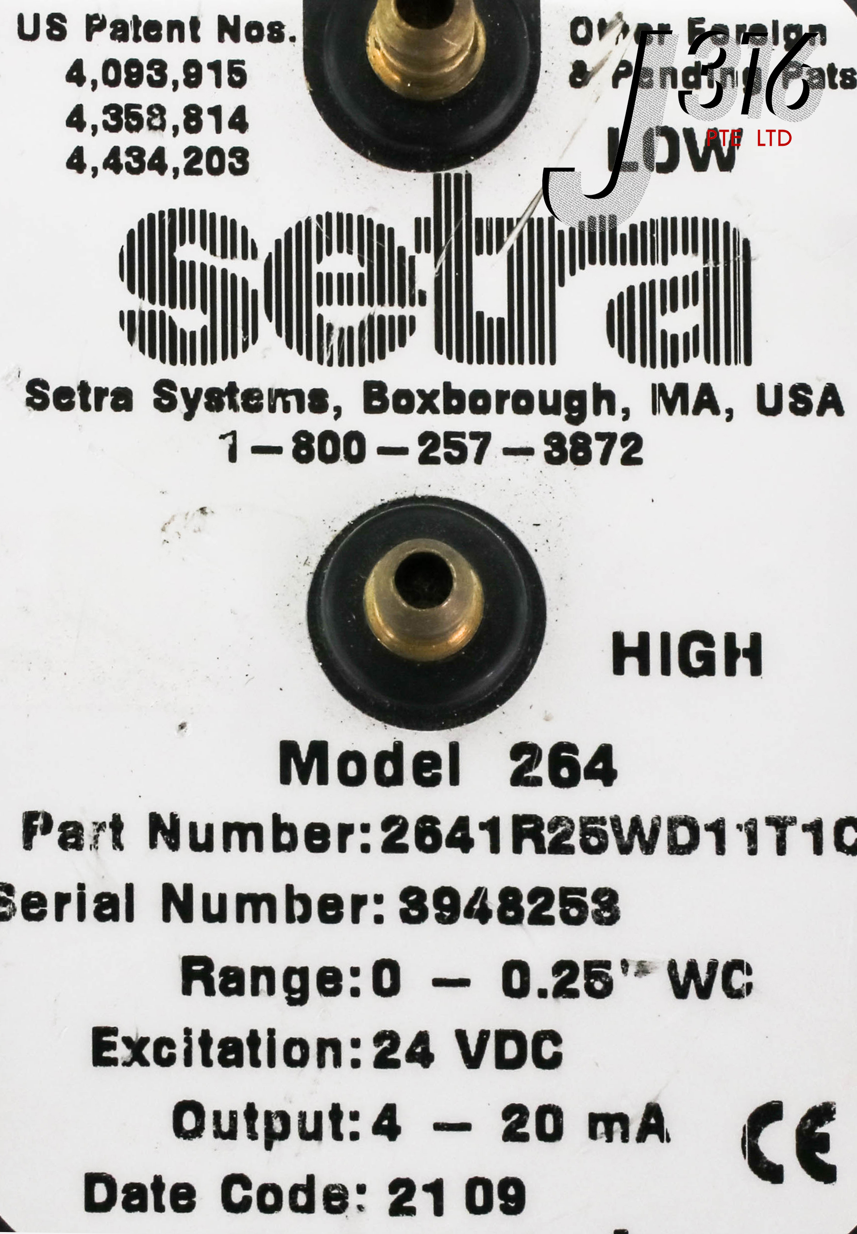 13594 SETRA DIFFERENTIAL PRESSURE TRANSDUCER 2641R25WD11T1C – J316Gallery